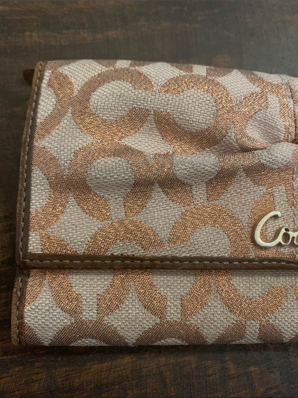 Coach Soho Signature Pleated Metallic Gold and Brown Wallet - Picture 5 of 13